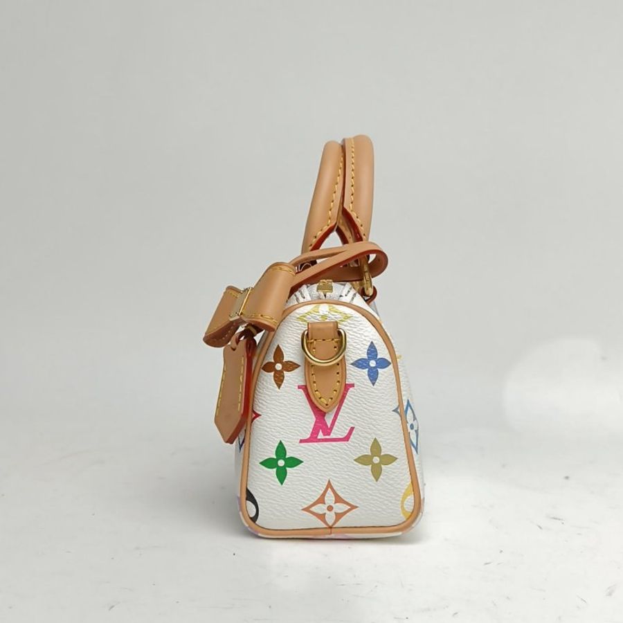 LOUIS VUITTON LVxTMNANOSPEEDY手袋村上隆联名款白三彩PVC芯片肩背包-1