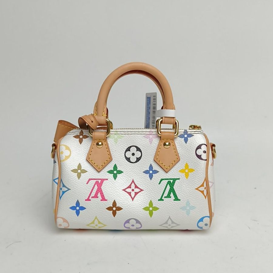 LOUIS VUITTON LVxTMNANOSPEEDY手袋村上隆联名款白三彩PVC芯片肩背包-2