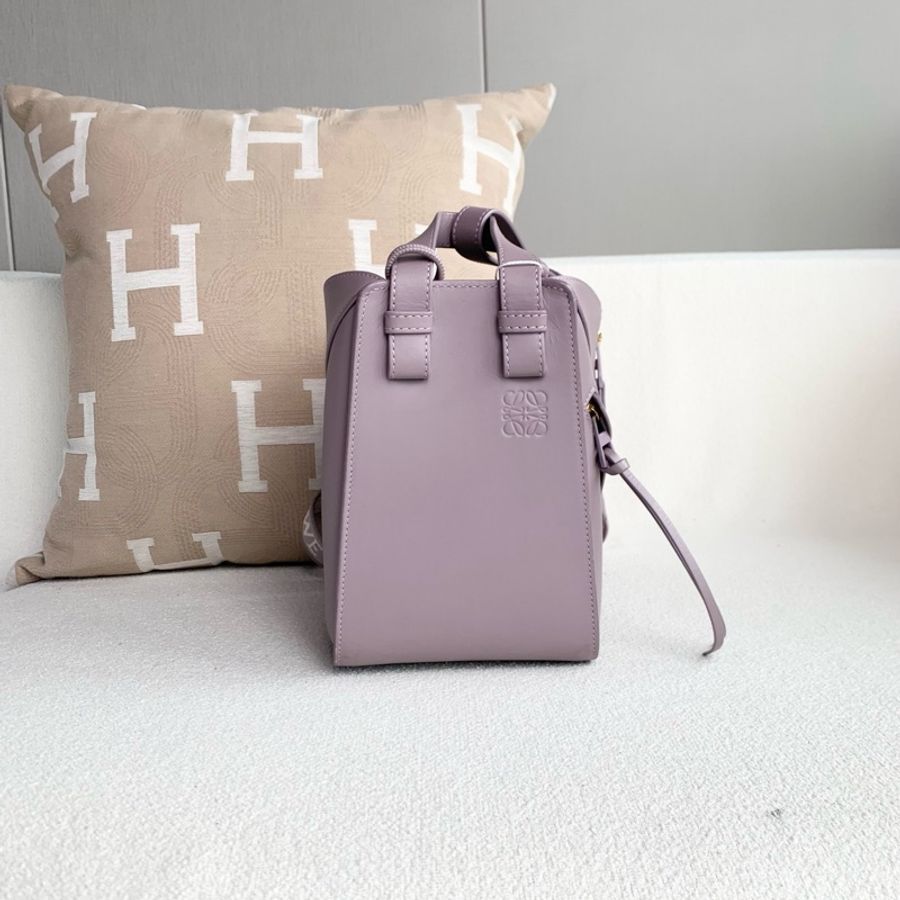 98新 Loewe羅意威Hammock吊床包手提包斜背包 紫色 金扣 尺寸:20*21*14cm-1