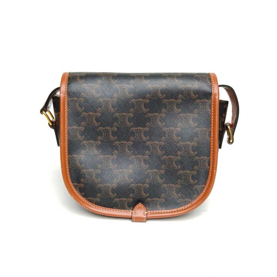 CELINE Folco马鞍包中号凯旋门印花褐色PVC肩背包-2