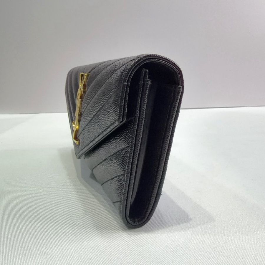 YSL 荔枝牛皮黑金信封長夾-2