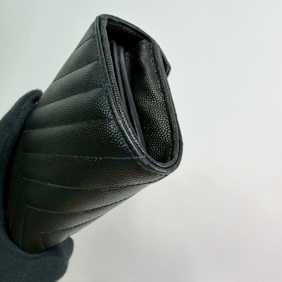 YSL 荔枝牛皮黑金信封長夾-6