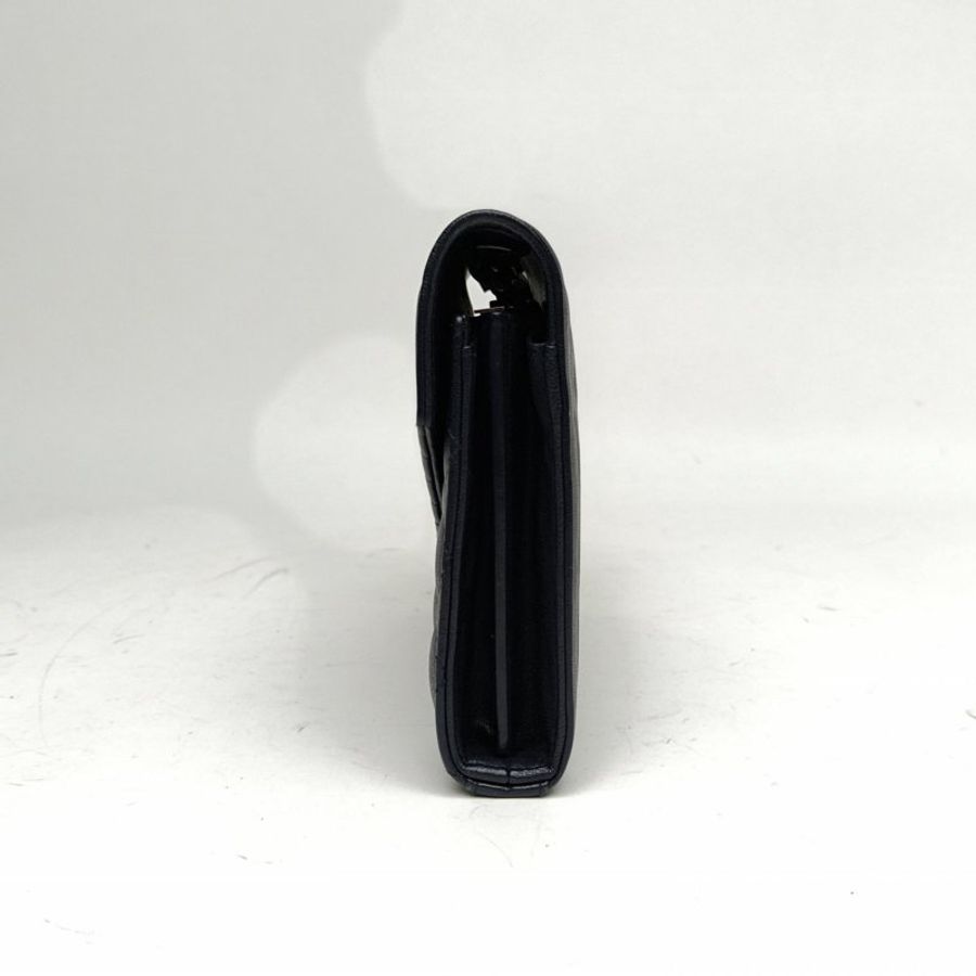 SAINT LAURENT Envelope绗缝纹理信封包WOC黑色牛皮银扣肩背包-1