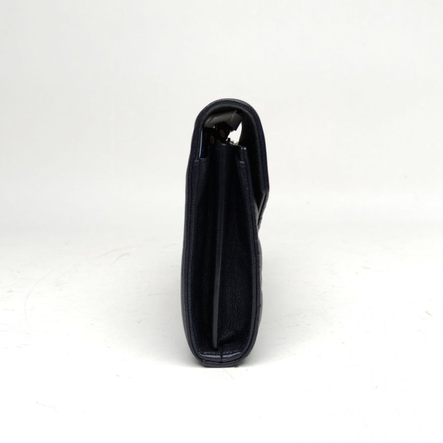 SAINT LAURENT Envelope绗缝纹理信封包WOC黑色牛皮银扣肩背包-3