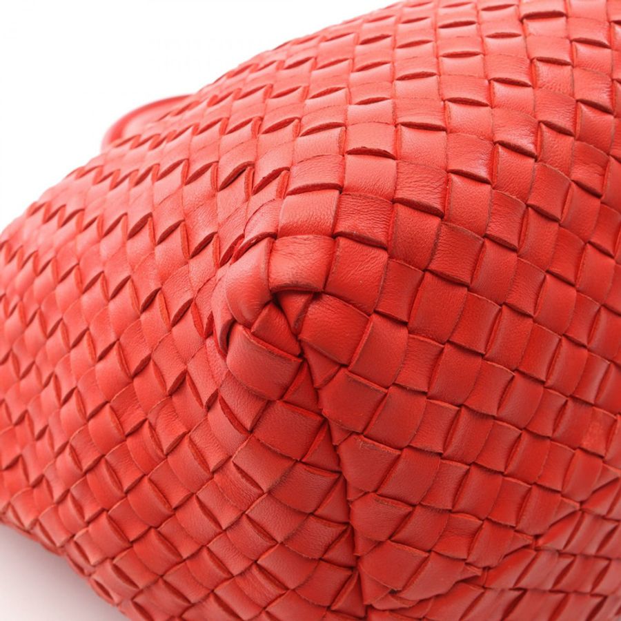 BOTTEGA VENETA Cabas MM Intrecciato 手提包,紅色真皮,二手女款-8