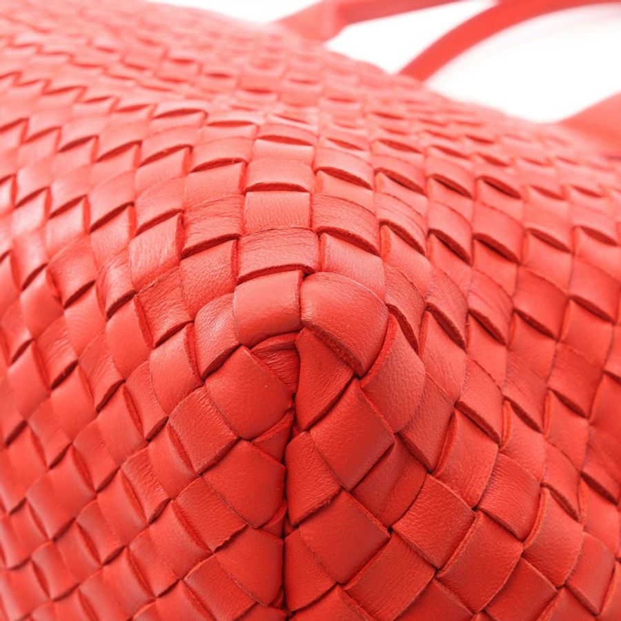 BOTTEGA VENETA Cabas MM Intrecciato 手提包,紅色真皮,二手女款-9