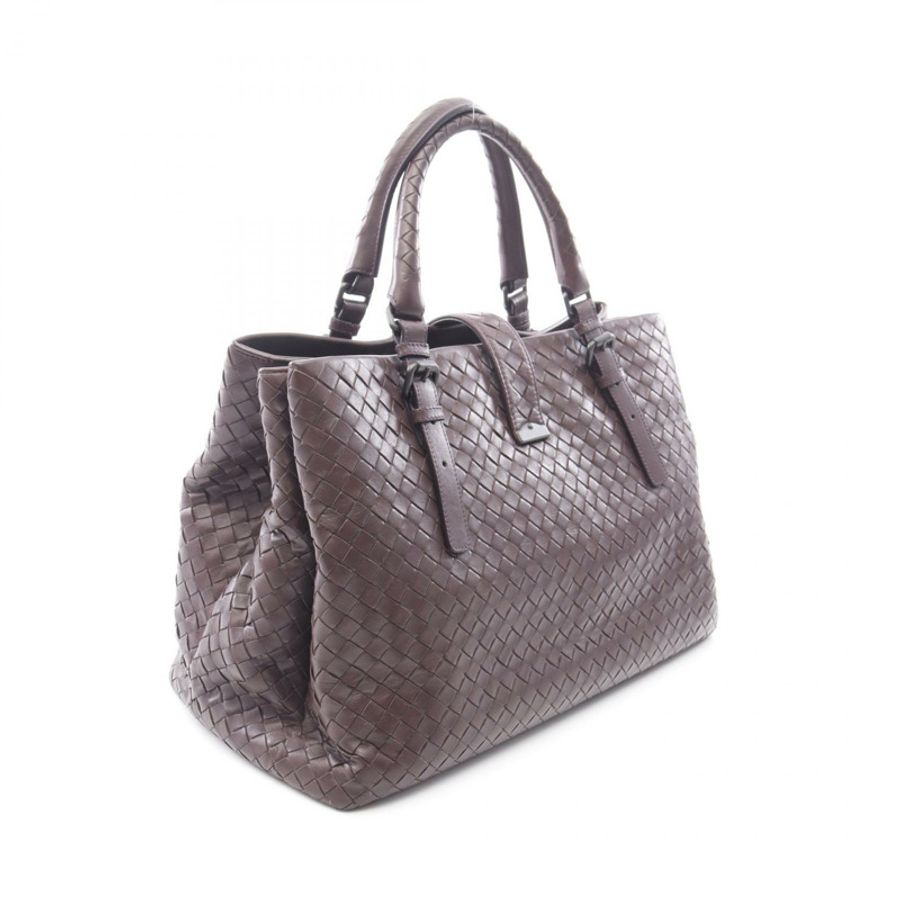 BOTTEGA VENETA Intrecciato Roma 中型手提包,棕色皮革,二手女款-1