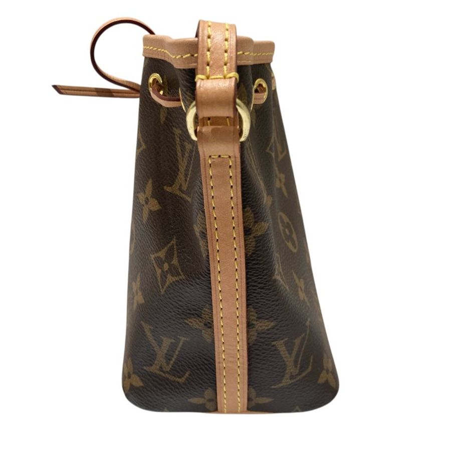 LOUIS VUITTON 路易威登 NANO NOÉ 深棕色 帆布 金扣-2