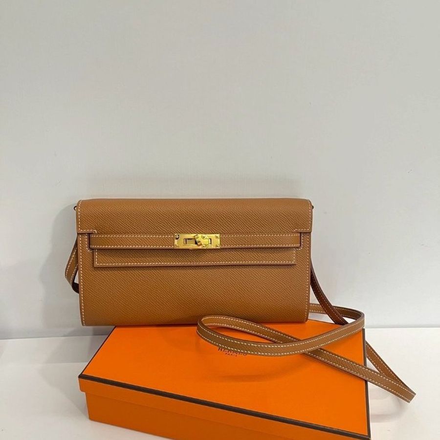 Hermes Kelly to go金棕金 U刻 Epsom皮-0
