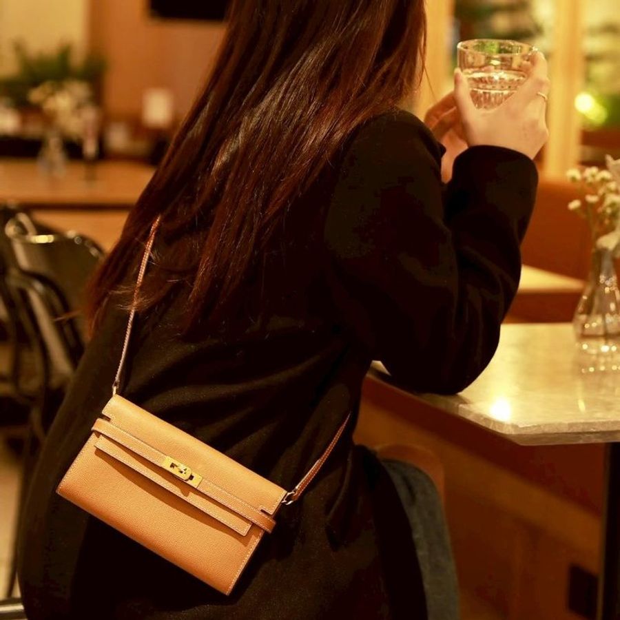 Hermes Kelly to go金棕金 U刻 Epsom皮-8