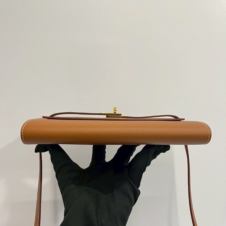 Hermes Kelly to go金棕金 U刻 Epsom皮-9