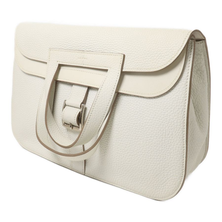 HERMES Clemence皮革Halzan 31手挽肩背兩用袋Blanc-2