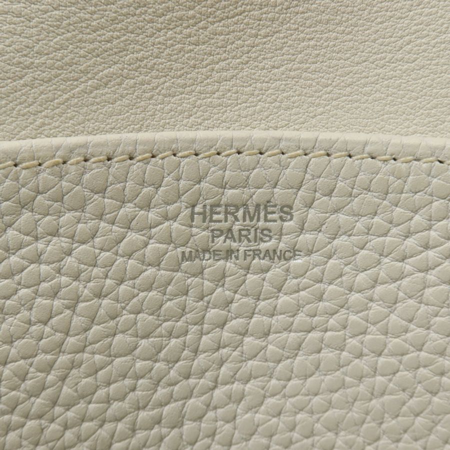 HERMES Clemence皮革Halzan 31手挽肩背兩用袋Blanc-5