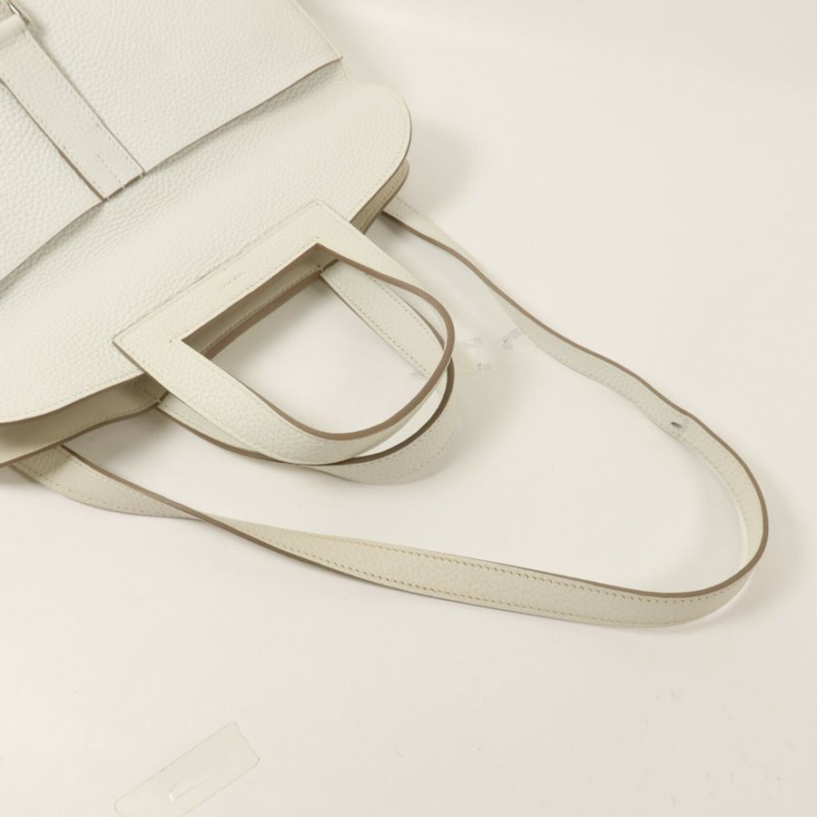 HERMES Clemence皮革Halzan 31手挽肩背兩用袋Blanc-7