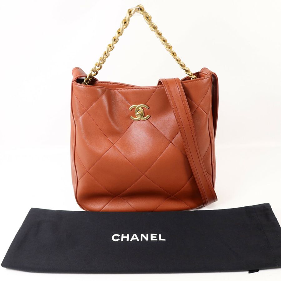 CHANEL 牛皮皮革Hobo Bag手挽肩背兩用袋-15