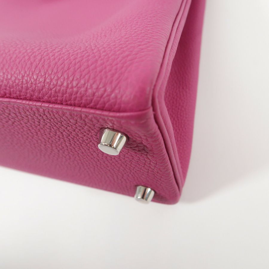 HERMES Togo皮革Kelly 25手挽肩背兩用袋Rose Purple-11