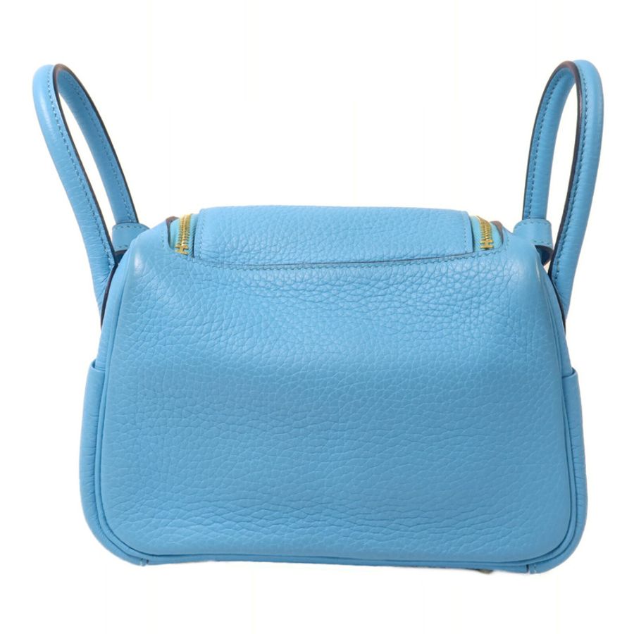 HERMES Clemence皮革Mini Lindy手挽肩背兩用袋Bleu Du Nord-1