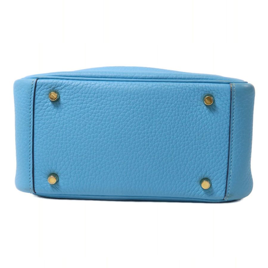 HERMES Clemence皮革Mini Lindy手挽肩背兩用袋Bleu Du Nord-3