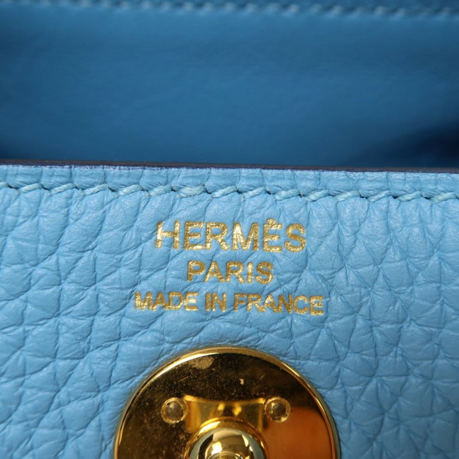HERMES Clemence皮革Mini Lindy手挽肩背兩用袋Bleu Du Nord-5