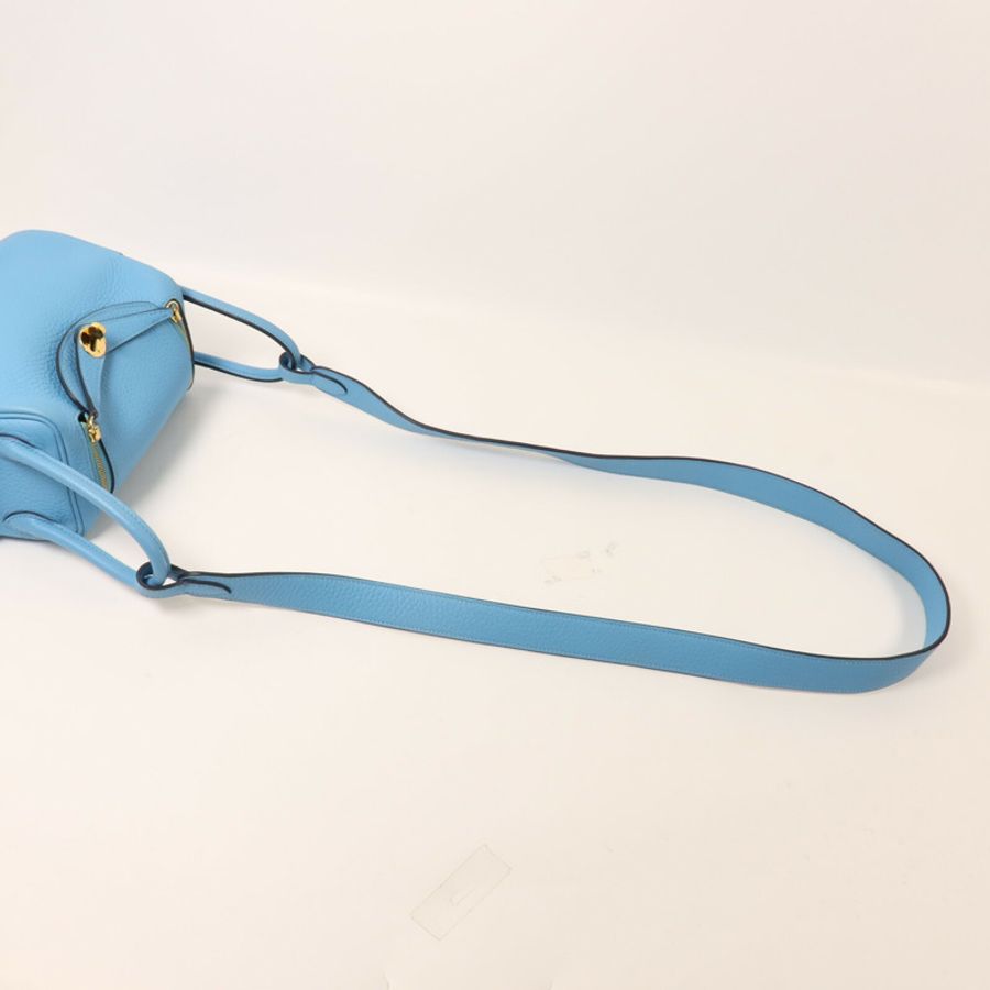 HERMES Clemence皮革Mini Lindy手挽肩背兩用袋Bleu Du Nord-7