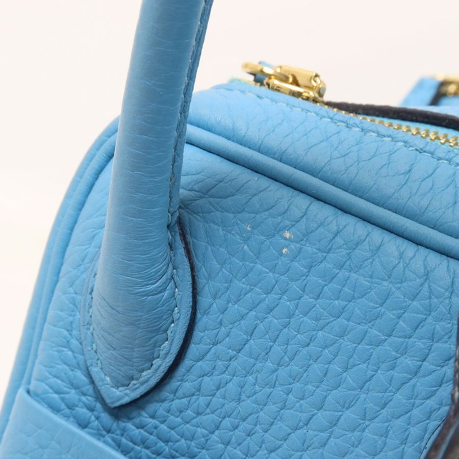 HERMES Clemence皮革Mini Lindy手挽肩背兩用袋Bleu Du Nord-9