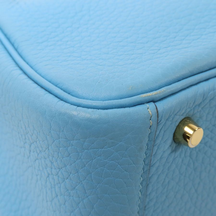 HERMES Clemence皮革Mini Lindy手挽肩背兩用袋Bleu Du Nord-10