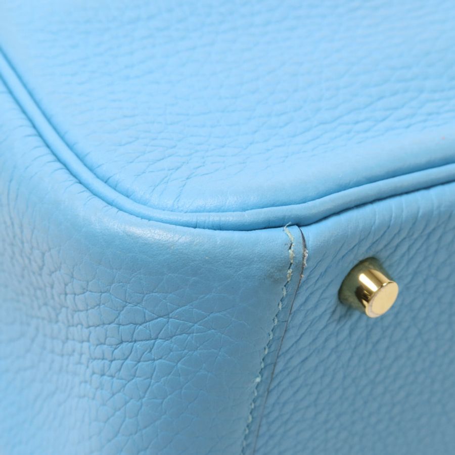 HERMES Clemence皮革Mini Lindy手挽肩背兩用袋Bleu Du Nord-12