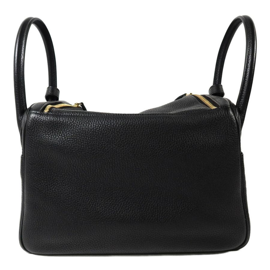 HERMES Clemence皮革Lindy 30手挽肩背兩用袋Noir-1