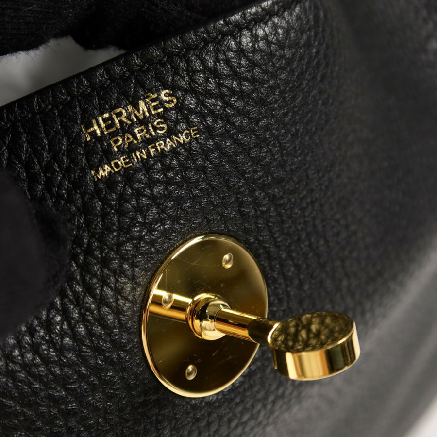 HERMES Clemence皮革Lindy 30手挽肩背兩用袋Noir-7