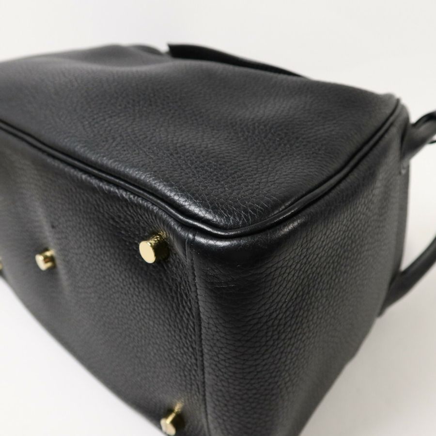HERMES Clemence皮革Lindy 30手挽肩背兩用袋Noir-9