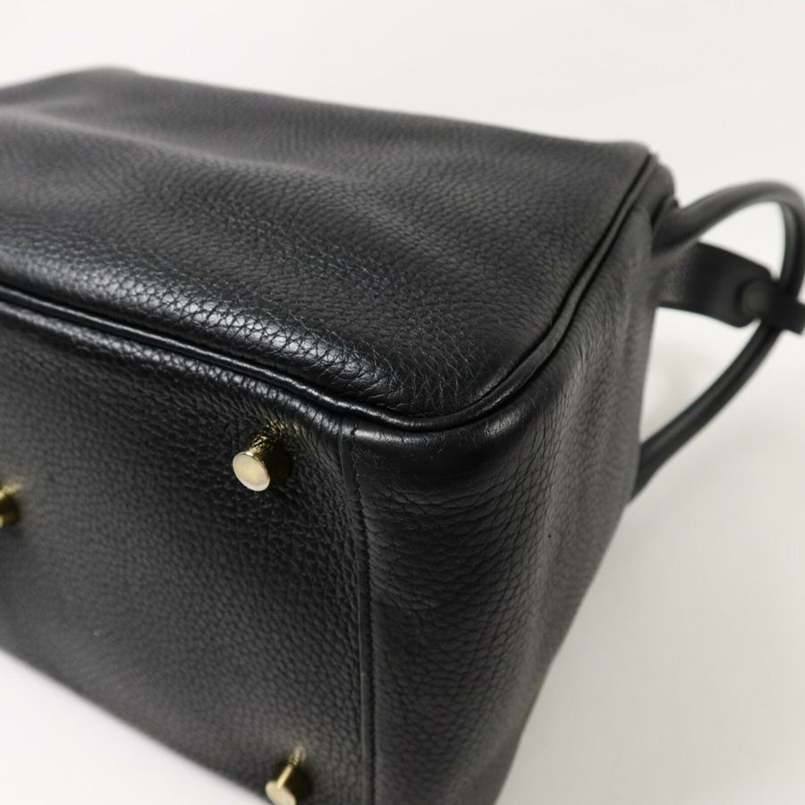 HERMES Clemence皮革Lindy 30手挽肩背兩用袋Noir-11