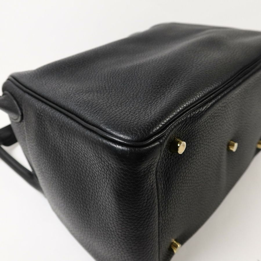 HERMES Clemence皮革Lindy 30手挽肩背兩用袋Noir-12