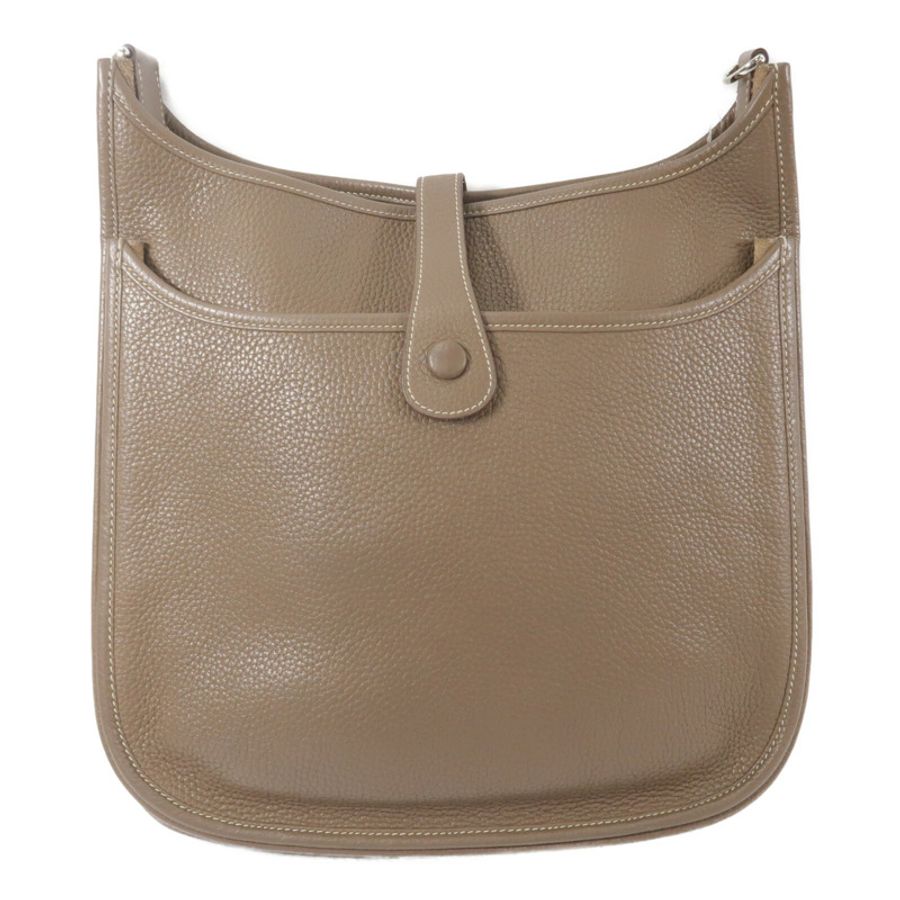 HERMES Clemence皮革Evelyne GM肩背袋Etoupe-1