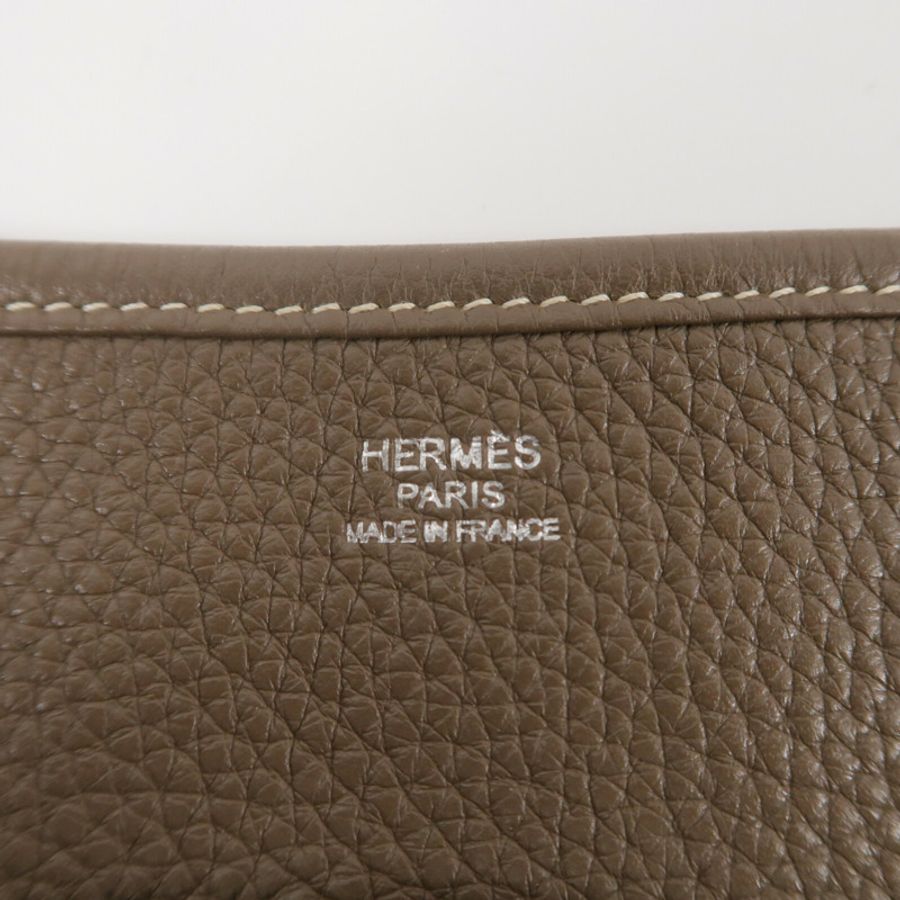 HERMES Clemence皮革Evelyne GM肩背袋Etoupe-5