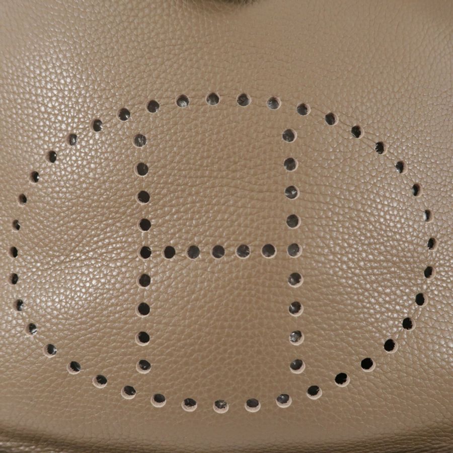 HERMES Clemence皮革Evelyne GM肩背袋Etoupe-6