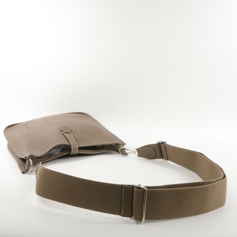 HERMES Clemence皮革Evelyne GM肩背袋Etoupe-8