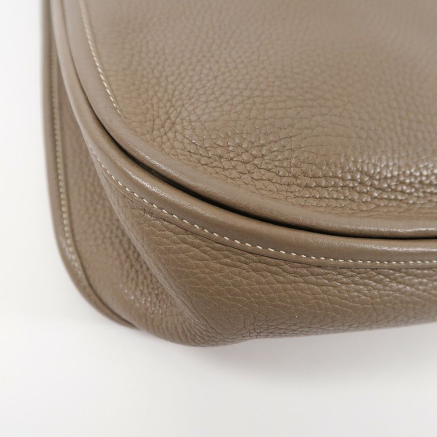 HERMES Clemence皮革Evelyne GM肩背袋Etoupe-11