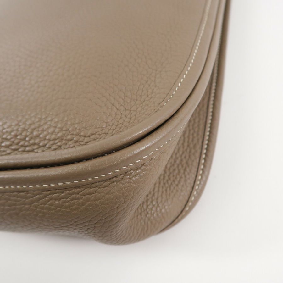 HERMES Clemence皮革Evelyne GM肩背袋Etoupe-12