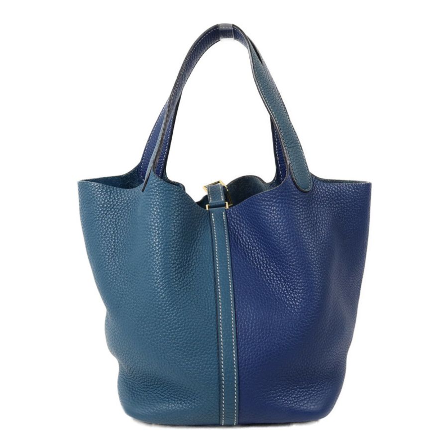 HERMES Clemence皮革Picotin MM手挽袋Blue/Vert Bosphore-1