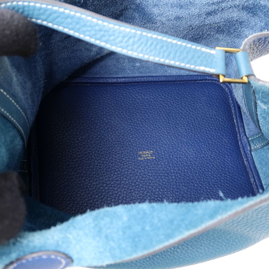 HERMES Clemence皮革Picotin MM手挽袋Blue/Vert Bosphore-4