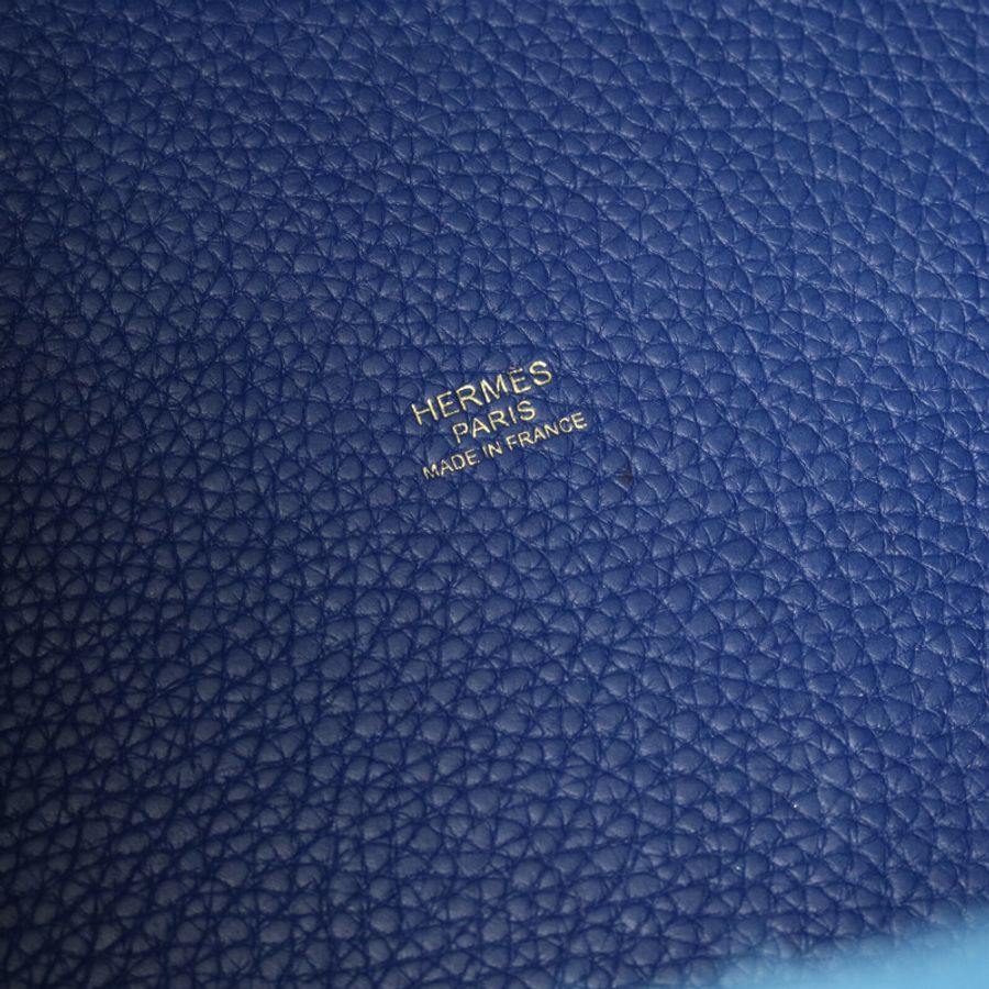 HERMES Clemence皮革Picotin MM手挽袋Blue/Vert Bosphore-7