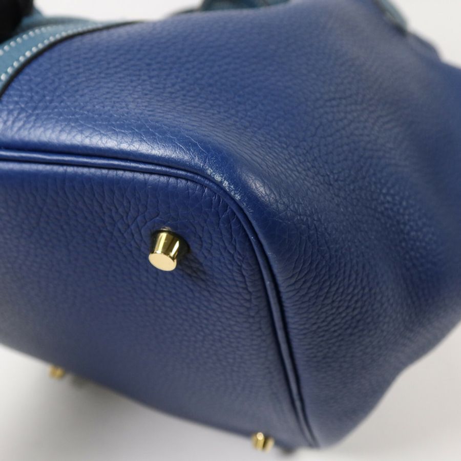 HERMES Clemence皮革Picotin MM手挽袋Blue/Vert Bosphore-11