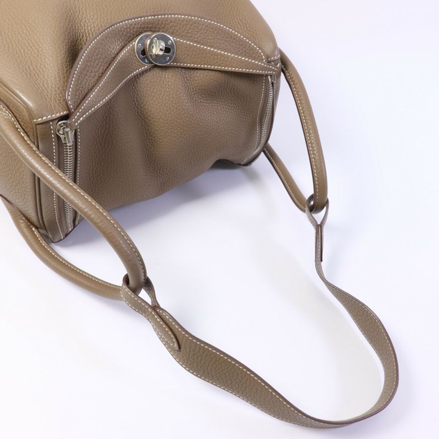 HERMES Clemence皮革Lindy 30手挽肩背兩用袋Etoupe-8