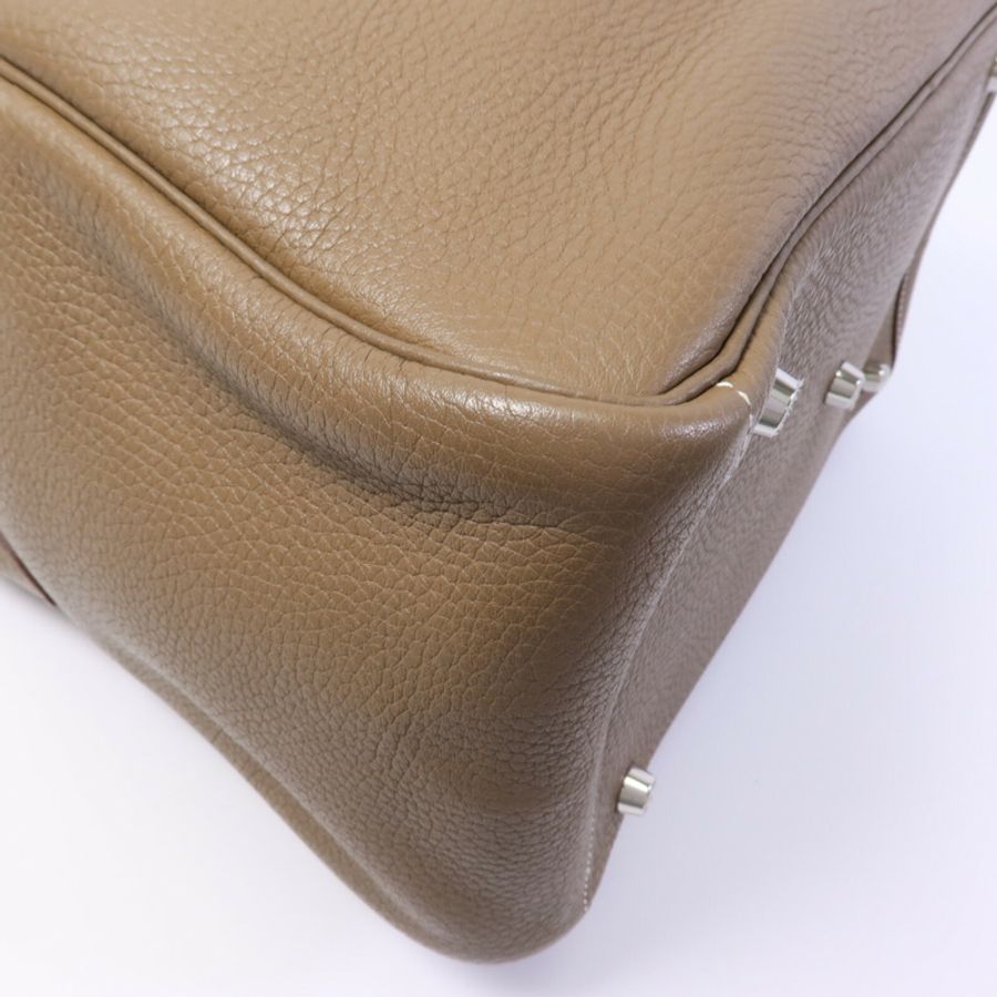 HERMES Clemence皮革Lindy 30手挽肩背兩用袋Etoupe-10