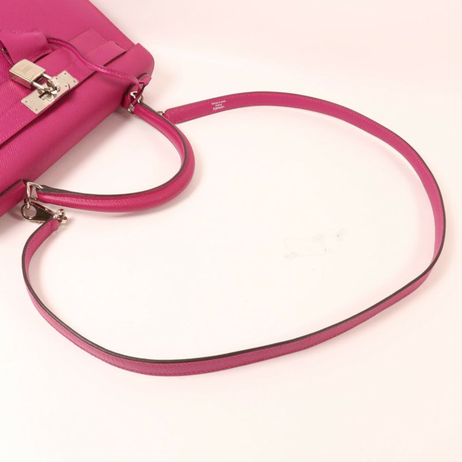 HERMES Epsom皮革Kelly 28手挽肩背兩用袋Rose Purple-7