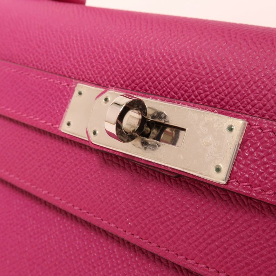 HERMES Epsom皮革Kelly 28手挽肩背兩用袋Rose Purple-9