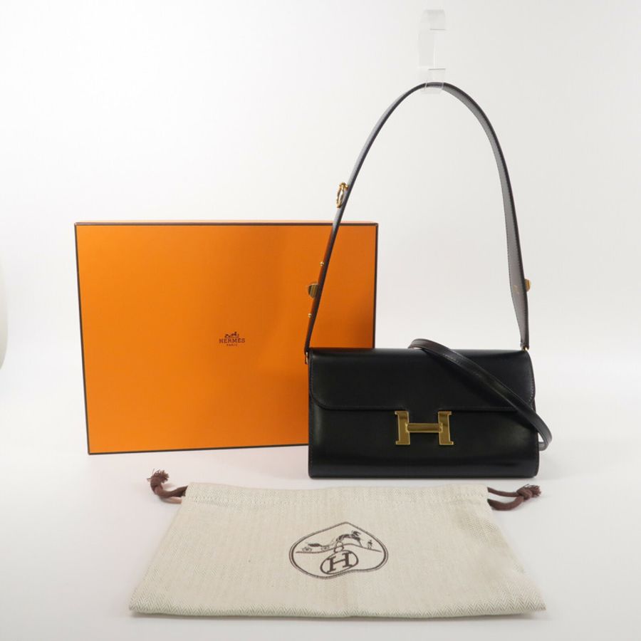 HERMES Box Calf皮革Constance To Go Rock肩背袋Noir-10