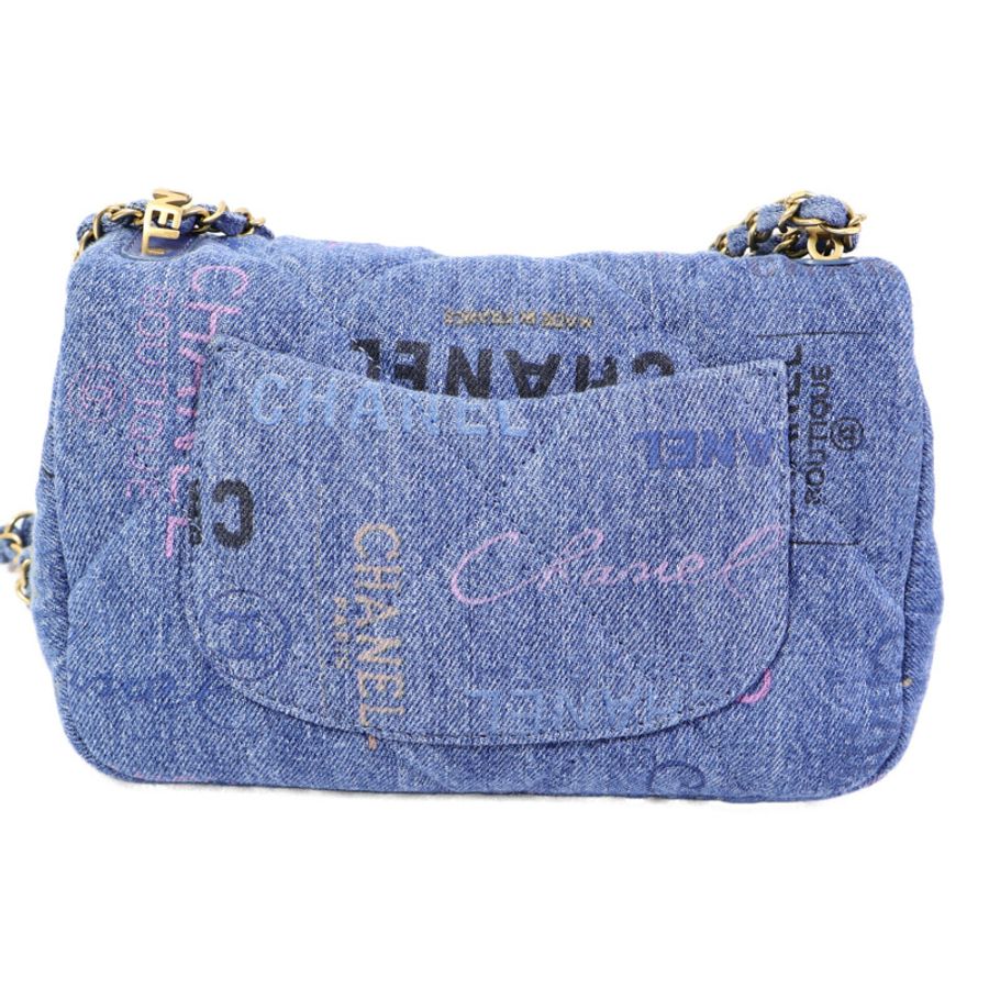CHANEL 牛仔布Chain Shoulder Bag鏈帶肩背袋-1