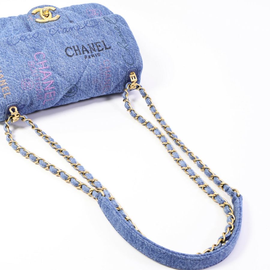 CHANEL 牛仔布Chain Shoulder Bag鏈帶肩背袋-8