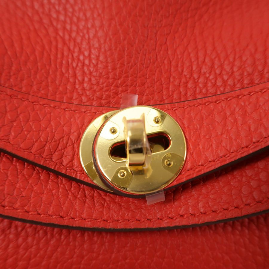 HERMES Clemence皮革Lindy 26手挽肩背兩用袋Rouge de Coeur-6